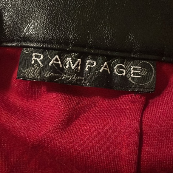 High Waisted Red Rampage Pencil Midi Skirt w Black Leather Waistband Size Small - Picture 3 of 4